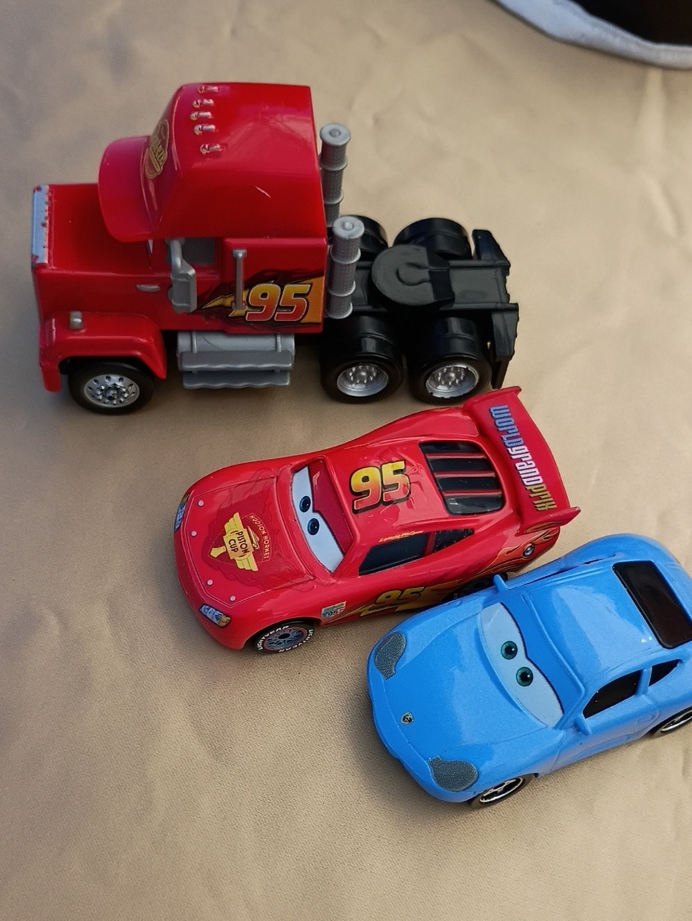 Disney Red Lightning McQueen & Blue Porsche Toy Cars